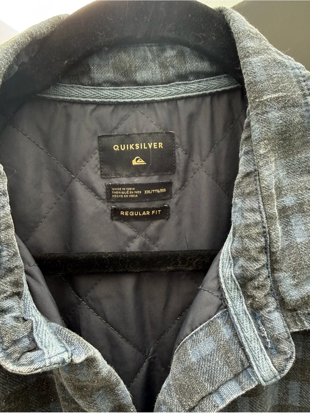 M’s XXL Quiksilver Plaid Flannel Shirt Jacket with Quilted Lining